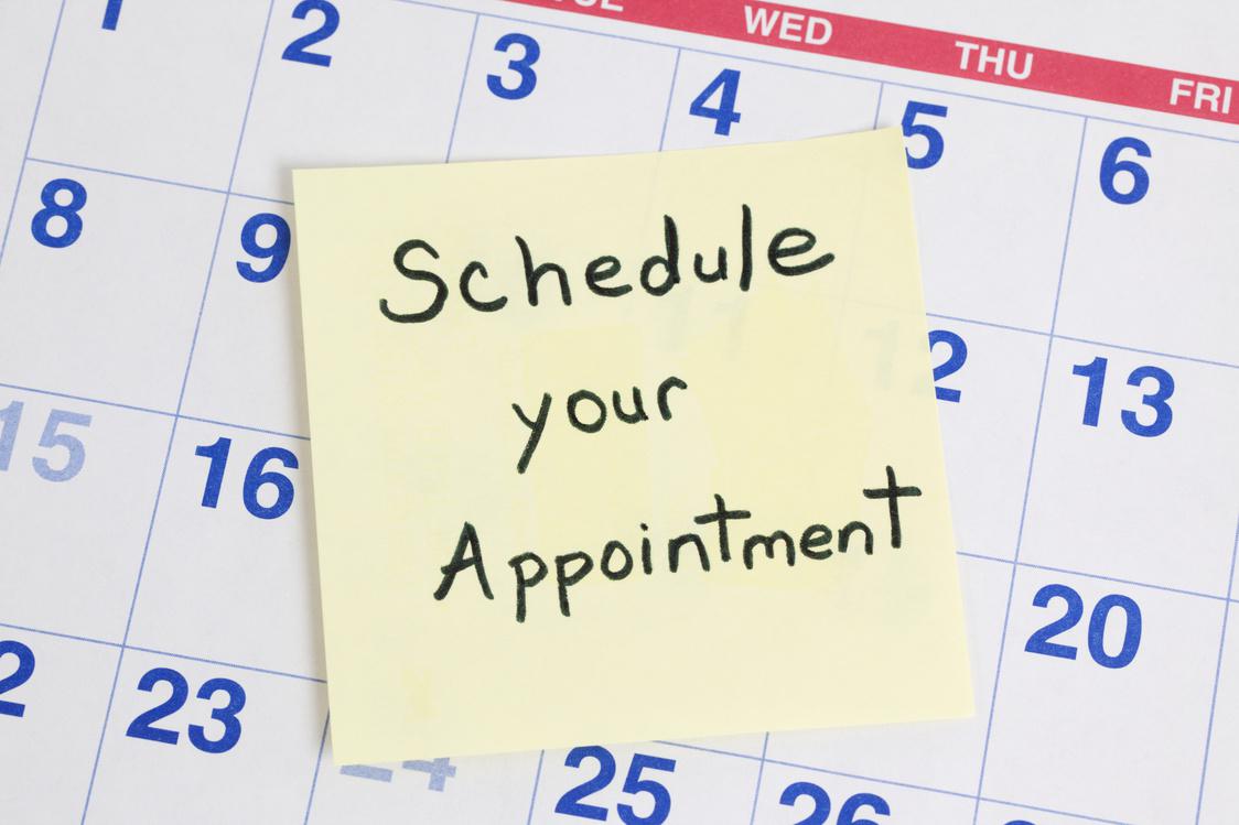 Appointment reminder note on a calendar
