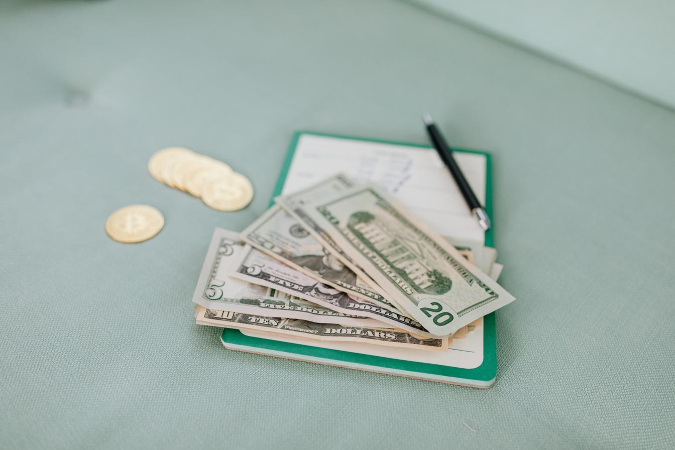 Cash and payment notebook representing billing and payments
