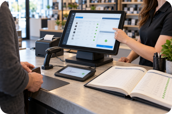 Point-of-sale transaction integrated with digital signature capture and a compliant Bound Book ledger