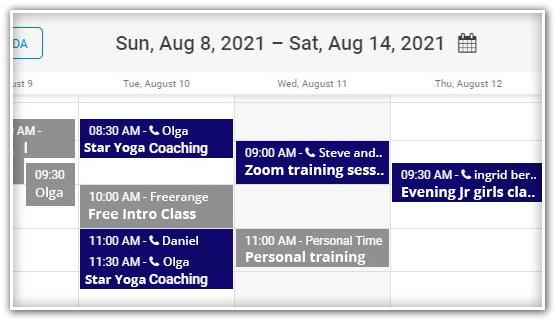 yoga and pilates online scheduler
